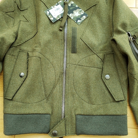 Valentino Star Motif Wool Olive Green Jacket - Picture 13 of 16